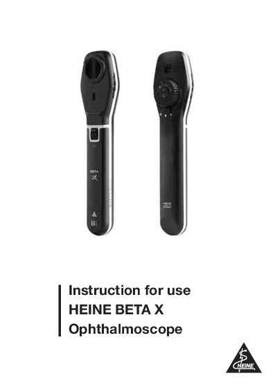 

HEINE BETA X VET Diagnostisk sæt oftalmoskop manual


