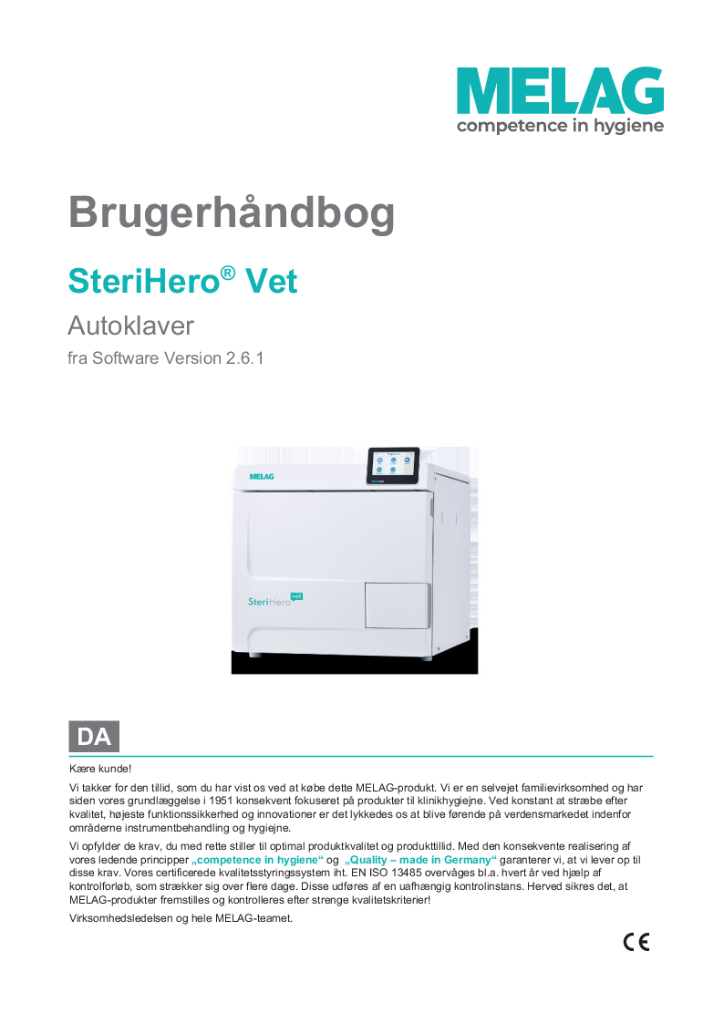 

SteriHero Vet B Brugermanual (Dansk)


