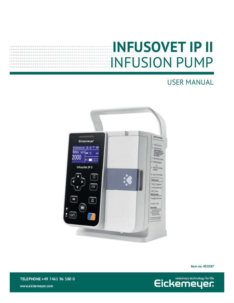 

Infusionspumpe, InfusoVet IP II manual

