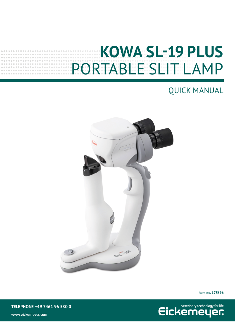 

KOWA SL 19 PLUS Quick Manual (Engelsk)

