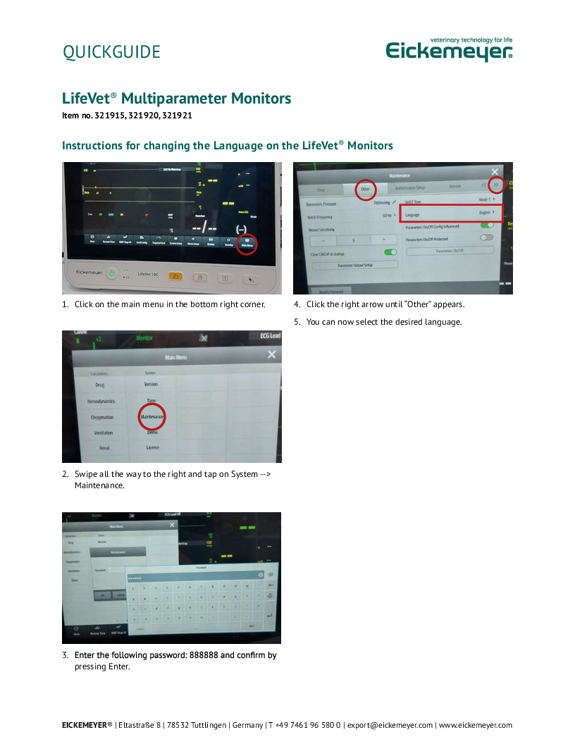 

Patientmonitor Lifevet 10C+instruks skifte sprog

