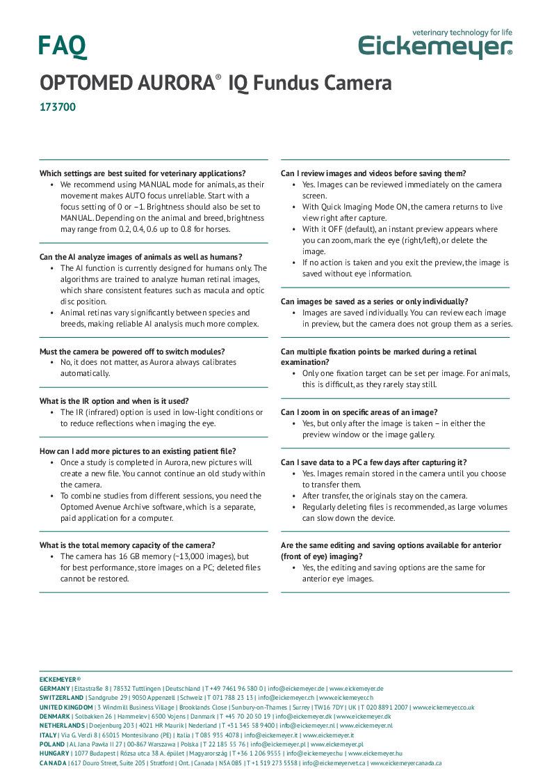

Funduskamera, Optomed Aurora IQ, komplet sæt inkl. anterior modul FAQ


