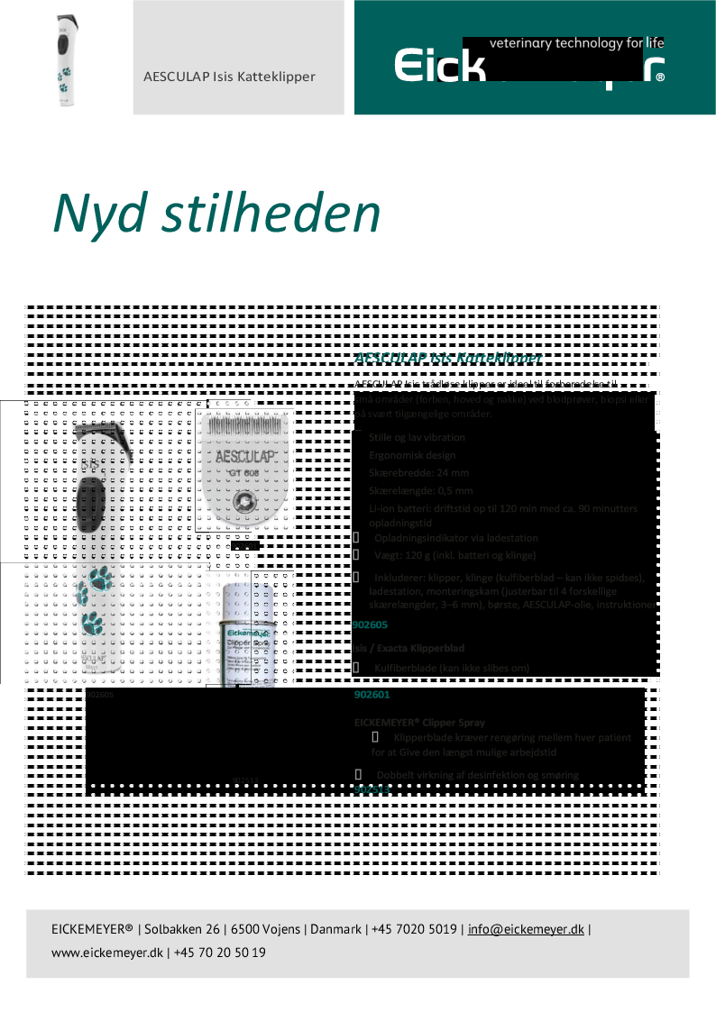 

Aesculap ISIS klippemaskine Manual DK

