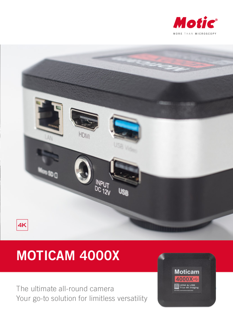 

Moticam 4000X, HDMI og USB, 4K billedekvalitet, inkl. software

