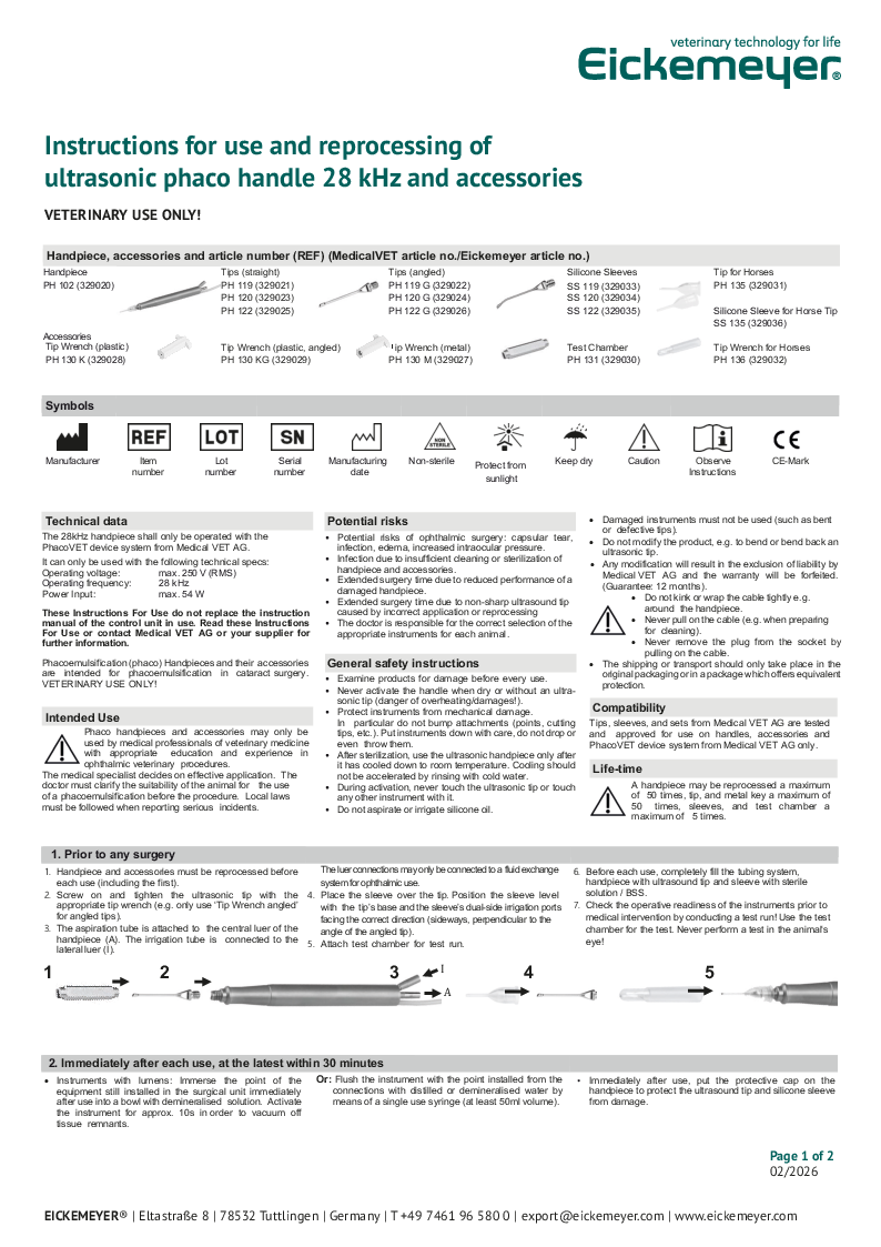 

PhacoVet håndstykke engelsk manual

