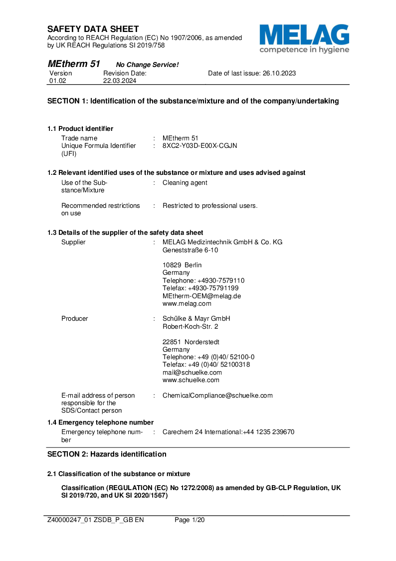 

MEtherm 51 mildt alkalisk rengøringsmiddel, 5 l, til Melatherm 10

