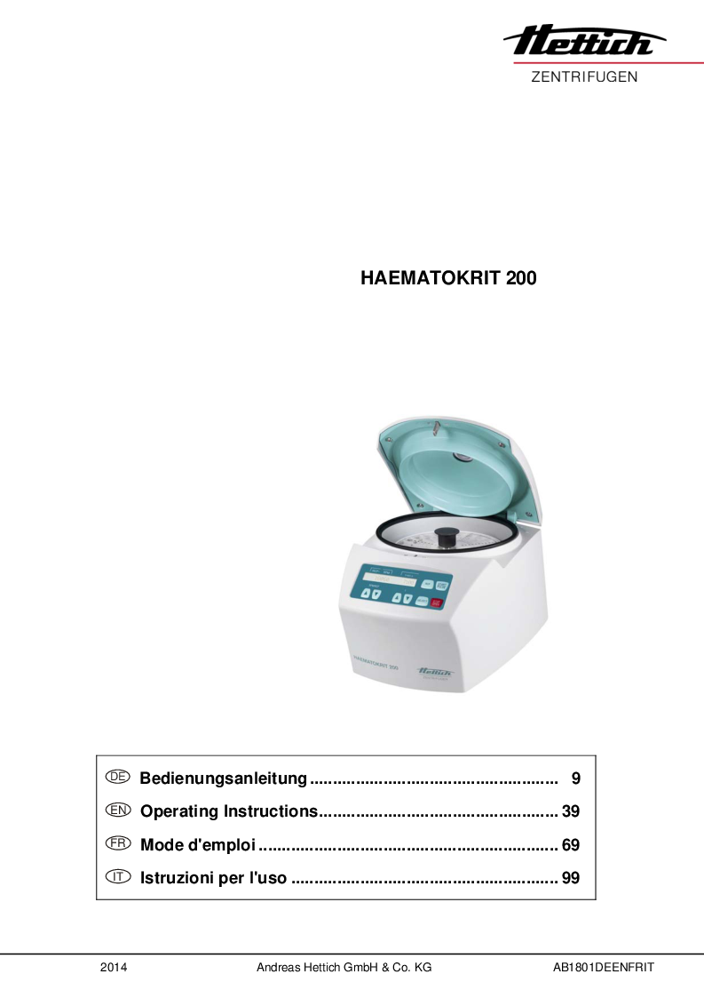 

718432 Hettich HAEMATOKRIT 200 Man dt engl fr ital

