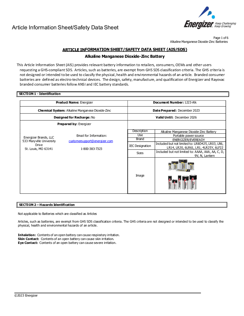 

Batteri 1,5V til Laryngoskop batterihåndtag ØKONOMI

