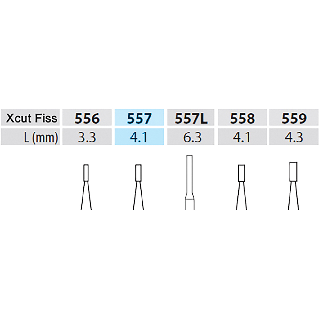 Kors-skär / Xcut Fissure 557, Ø: 1,0mm - 22mm RA (Låghastighet/SW) 5 st/pk